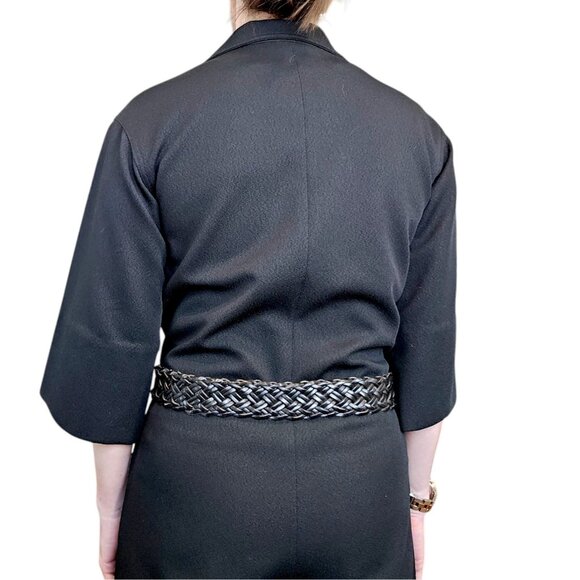 70s Womens Jumpsuit Black Wide Leg Zipup Polyester Disco Bellbottom Sz M 8 10 - Picture 8 of 12